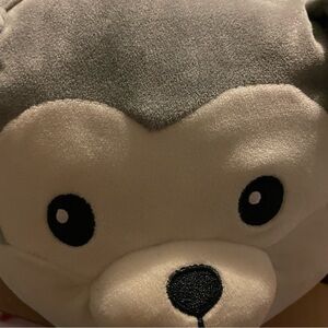 Gray and White Plush Husky Pillow